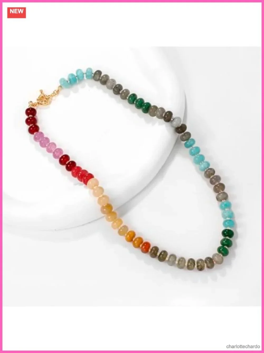 Handmade Natural Stone Beaded Boho Choker Necklace for Women, Gemstone